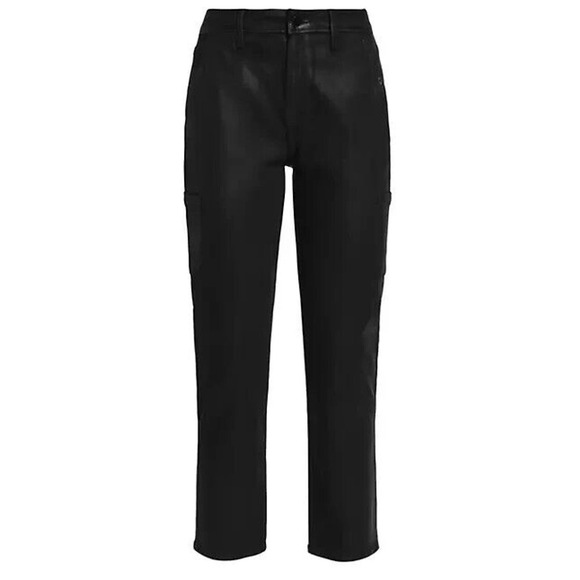NWT Paige Jolie Coated Slim Straight Leg Cargo Pants BLACK SIZE 29/100%AUTHENTIC